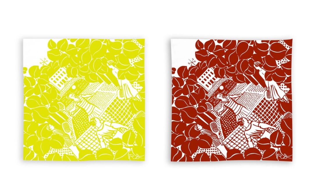 Raoul Dufy’s Tennis silk scarf reinvented in new colours for the Paris tennis season